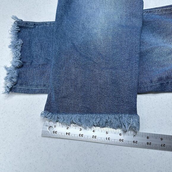 Kancan Jeans Womens 16 Straight Ankle Blue Denim Distressed Fray 90s Grunge - Picture 12 of 13